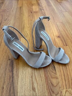 Steve Madden Carrson Taupe Suede Block Heel